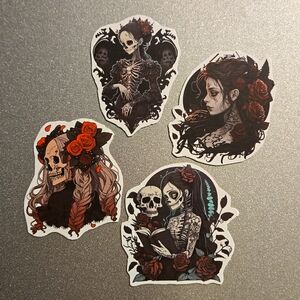 Skelton Goth Girl Magnets Custom Handmade for Locker or Toolbox